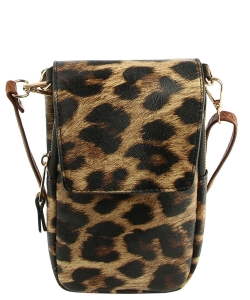 Woven Crossbody Bag Cell Phone Purse LMS202 LEOPARD